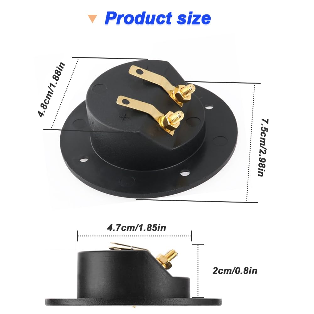 DKARDU 3 Inch Round 2-Way Speaker Box Terminal Cup Binding Post